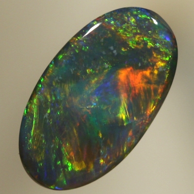 SOLID SEMI BLACK OPAL Beautiful Flame pattern, fiery orange, red and green